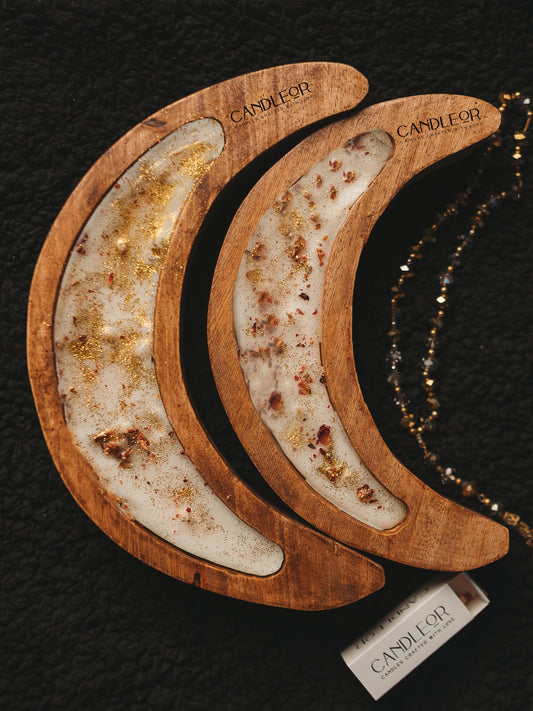 Crescent Wooden Candle